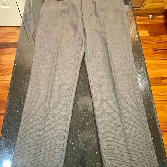 Next Mens 34 Formal Suit Dress Pants / Trousers Check Tapered Brown - Li… - Picture 3 of 13